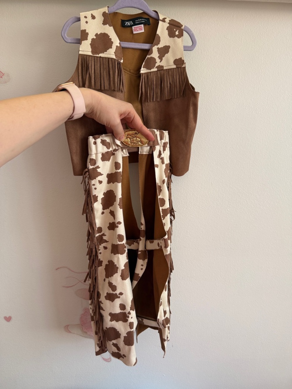 Zara Brown & Cream Kids Cowprint Western Vest and Chaps Unisex